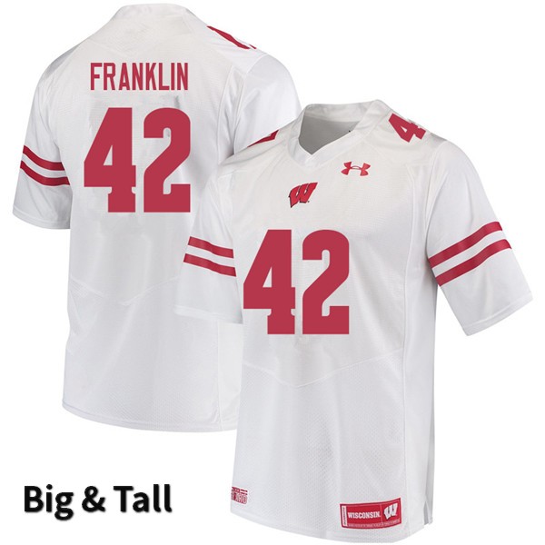 Wisconsin Badgers Men's #42 Jaylan Franklin NCAA Under Armour Authentic White Big & Tall College Stitched Football Jersey ML40F72NP